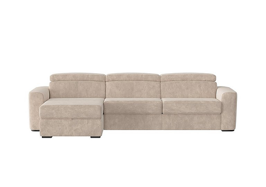 Infinity Fabric Corner Chaise Sofa Bed with Storage - Cream