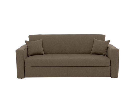 Versatile 3 Seater Fabric Sofa Bed with Box Arms - Mink