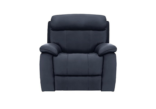 Moreno Leather Manual Recliner Armchair - Blue- World of Leather