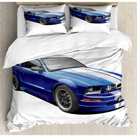 Wellston Blue/White Microfiber 350 TC Modern & Contemporary Duvet Cover Set