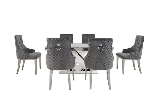 Dolce Small Dining Table and 6 Button Back Chairs
