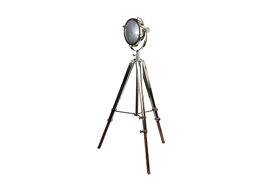 Culinary Concepts - Rolls Headlamp Floor Lamp with Polished Nickel & Wood Tripod