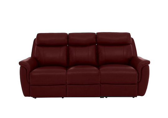 Orlando 3 Seater Leather Power Recliner Sofa with Power Headrests - Red