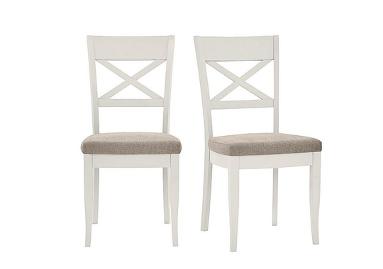 Furnitureland - Annecy Pair of Cross Back Fabric Dining Chairs - Grey