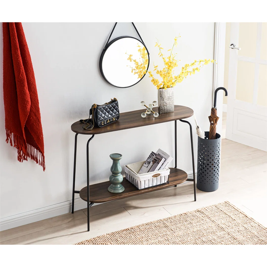 2-Tier End Table - Nightstand - Industrial Telephone Table - Bedside Table With Storage Shelf - Side Table Living Room, Bedroom, Office, 105X32x78cm,