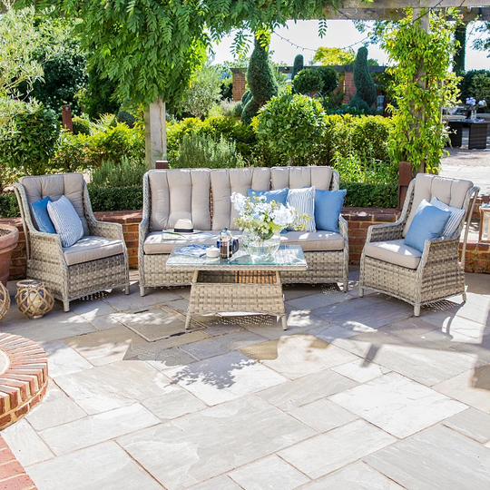 Mckay High Back 5 Seater Rattan Sofa Set with Cushions
