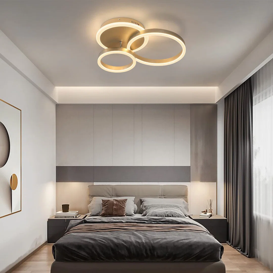 Ivy Bronx Led Ceiling Light Dimmable Ceiling Lamp With Remote Control Indoor Modern 3 Ring 46W Color Changing Lamp For Living Room Bedroom Kitchen Din
