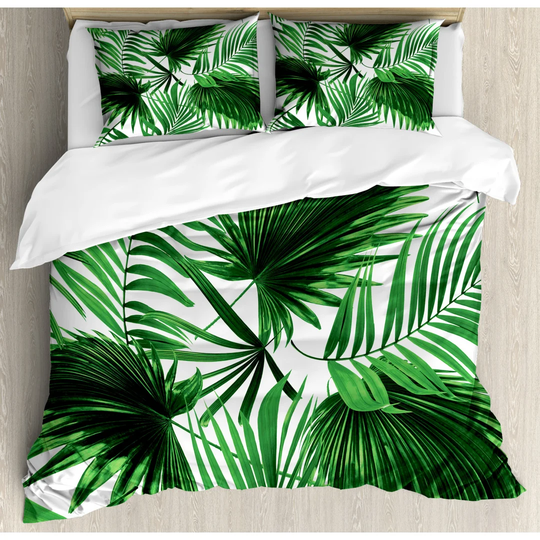 Redemi Green/White Microfiber 350 TC Modern & Contemporary Duvet Cover Set