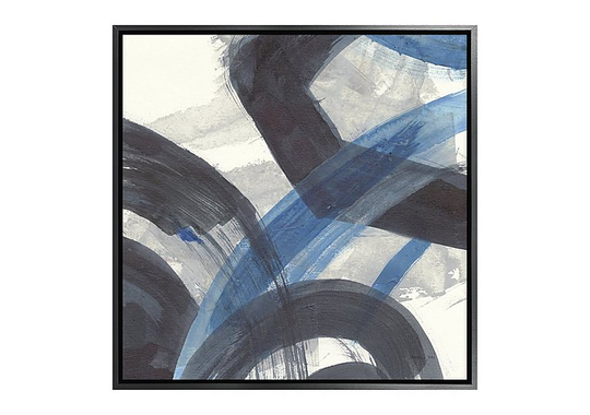 Blue Brushy Abstract I Framed Canvas