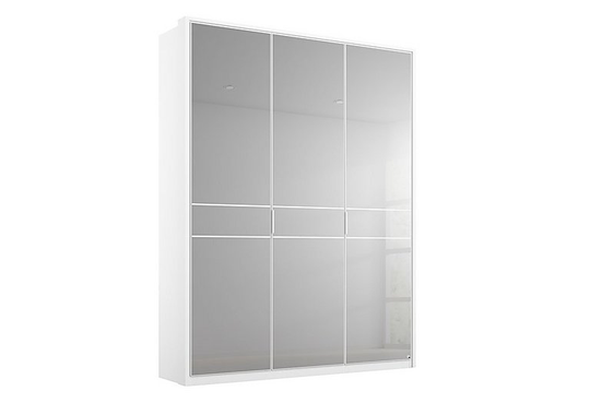 Rauch - Lando Hinged Mirror Wardrobe with LED Lights - 150-cm - White