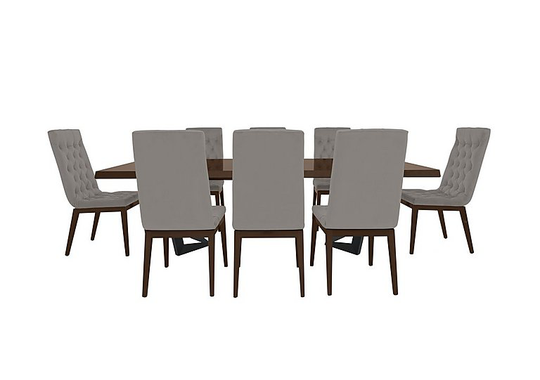 Palazzo 200cm Extending Dining Table in Dark Walnut with 8 Capitonne Buttoned Dining Chairs