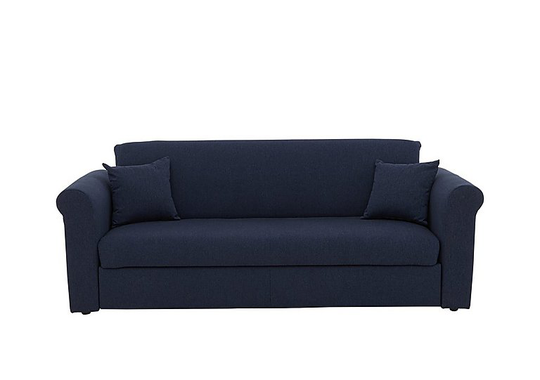Versatile 3 Seater Fabric Sofa Bed with Scroll Arms - Blue