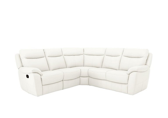 Snug Leather Power Recliner Corner Sofa - White- World of Leather