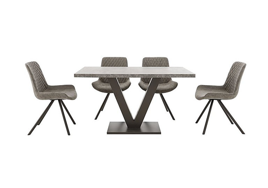 Rocket Dining Table and 4 Faux Leather Chairs Dining Set