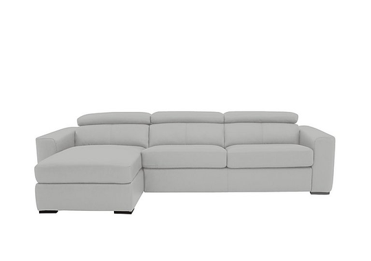 Infinity Leather Corner Chaise Sofa with Storage - Grey- World of Leather
