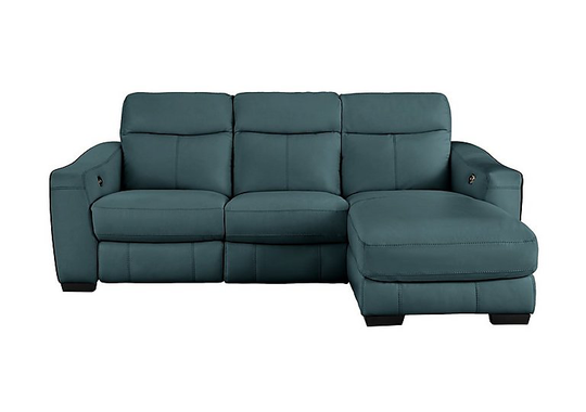 Cressida Leather Corner Chaise Recliner Sofa - Green- World of Leather