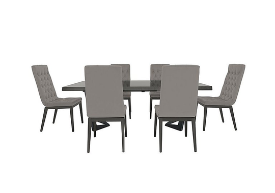 Palazzo 160cm Extending Dining Table in Silver Birch with 6 Capitonne Buttoned Dining Chairs