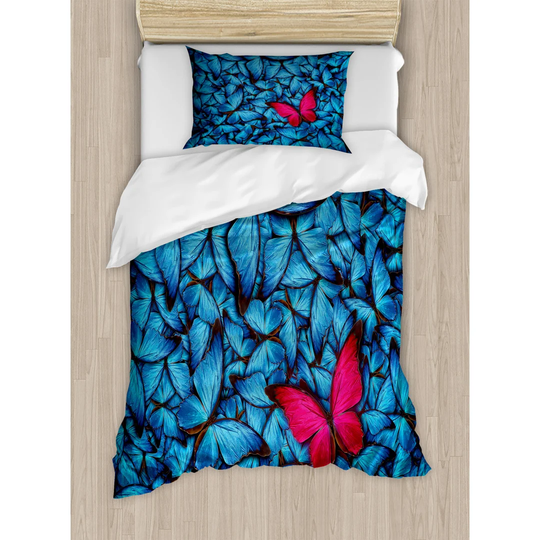 Sherman Blue 100% Brushed Microfibre Duvet Cover Set