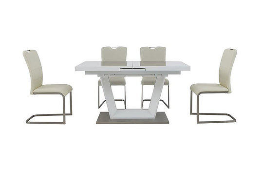 Bianco Small Extending Dining Table and 4 Chairs Dining Set - White