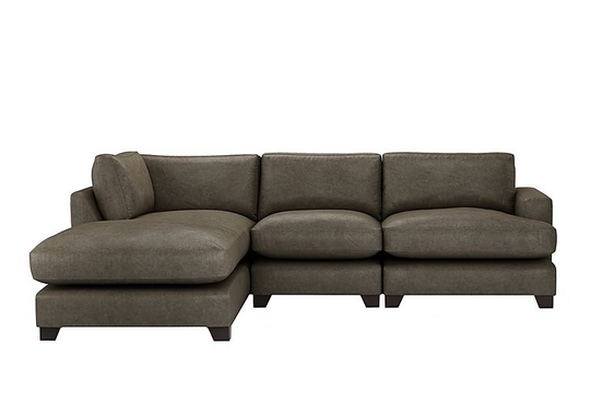 The Lounge Co. - Lorrie 3 Seater Leather Chaise End Sofa - Grey