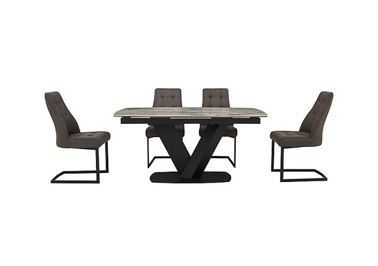 Merlin Large Extending Dining Table with 4 Chairs Dining Set - Grey