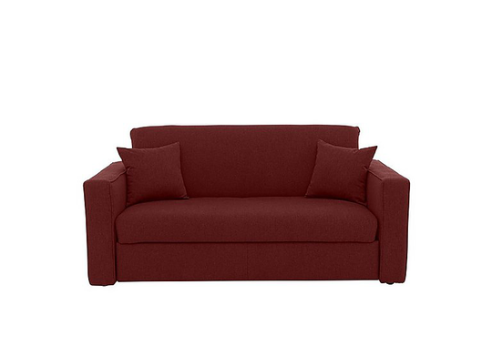 Versatile 2 Seater Fabric Sofa Bed with Box Arms - Red