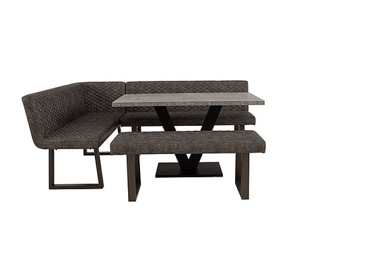 Rocket Dining Table, Compact Earth Low Bench and Compact Earth Left Hand Facing Corner Bench Dining Set