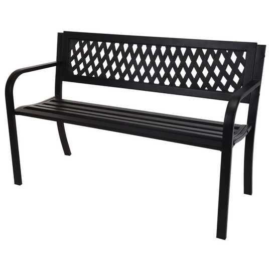 ProGarden Garden Bench Steel 119 x 50 x 75cm Black