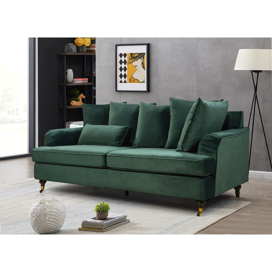 Holubov 186Cm Velvet Recessed Arm Sofa
