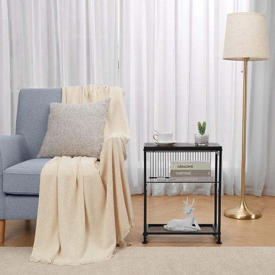 Small Side Table For Small Spaces Slim End Table With Magazine Holder 2 In 1 Design Narrow End Table Living Room Skinny Bedside Table Nightstand Be