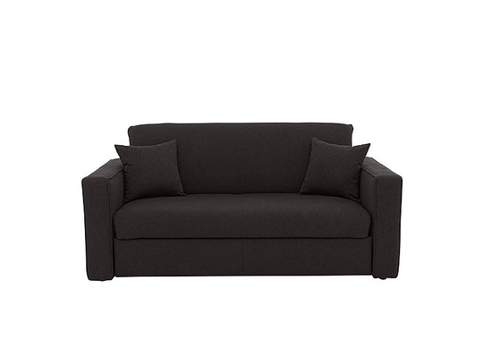 Versatile 2 Seater Fabric Sofa Bed with Box Arms - Black