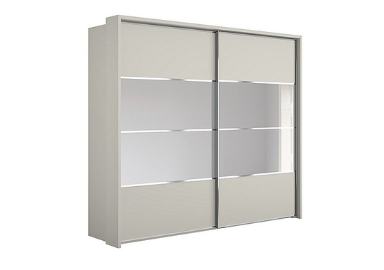 Wiemann - Oakland 260cm Sliding 2 Door Wardrobe with Passe-Partout Frame and Crystal Mirror - Grey