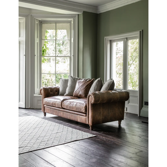 Denita Genuine Leather 3 Seater Chesterfield Sofa