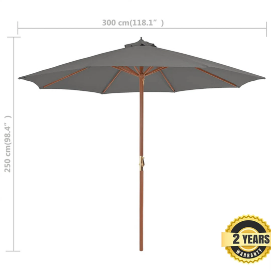 Parasol with wooden pole 300cm