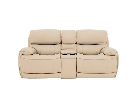 Relax Station Rocco 2 Seater Leather Power Rocker Sofa with Cupholders and Power Headrests - Beige- World of Leather