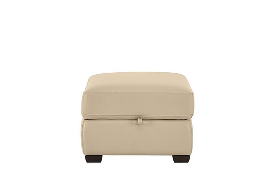 Chicago Leather Storage Stool - Beige- World of Leather