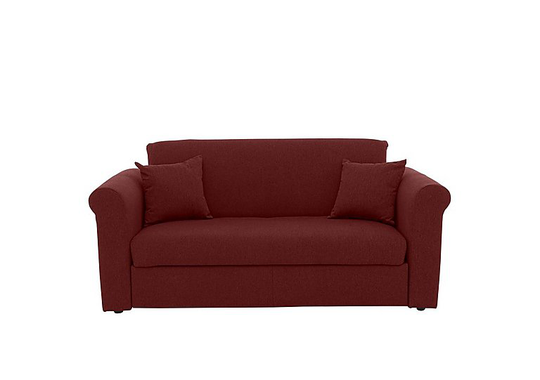 Versatile Small 2 Seater Fabric Sofa Bed with Scroll Arms - Red