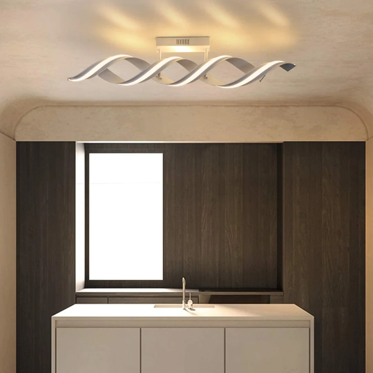 Ivy Bronx Ceiling Lamp LED Ceiling Light Living Room Lamp Warm White Light 3000K 29W Spiral Design Modern White Ceiling Lighting 96Cm Length Bedroom L