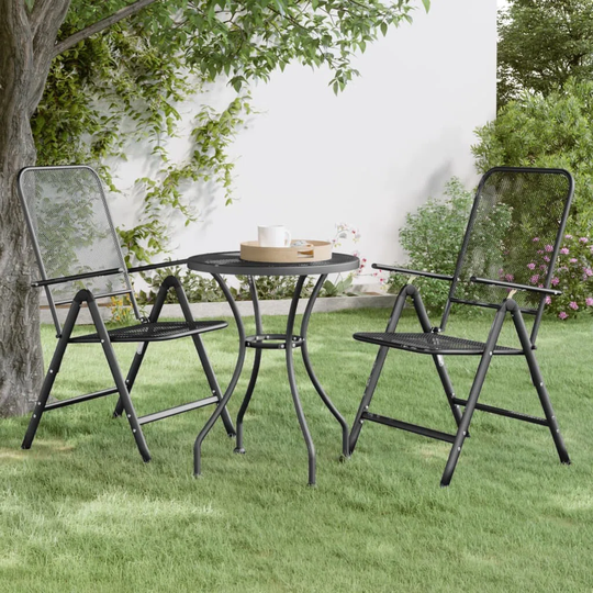 Dakota Fields Folding Garden Chairs 2 Pcs Expanded Metal Mesh Anthracite