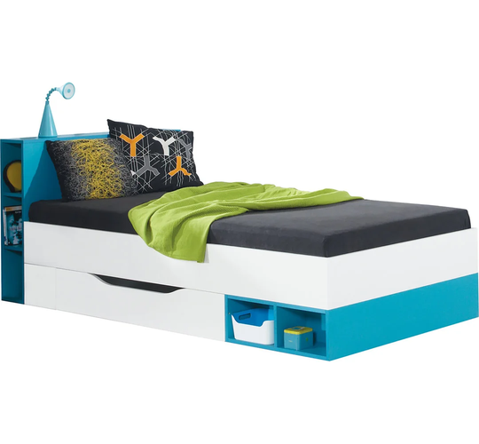 Crestwood European Single Bed Frame with Drawers and Shelves
