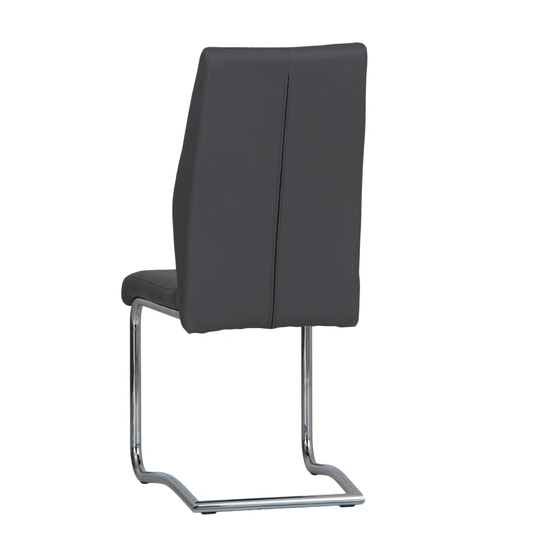 Dark Grey Faux Leather Cantilever Dining Chair (Set Of 2)