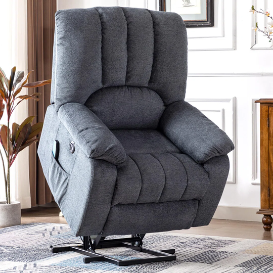 Electric Power Lift Recliner Chair Sofa With Massage And Heat For Elderly 2 Side Pockets USB Ports Single Recliner Chairs For Living Room Overstuffed