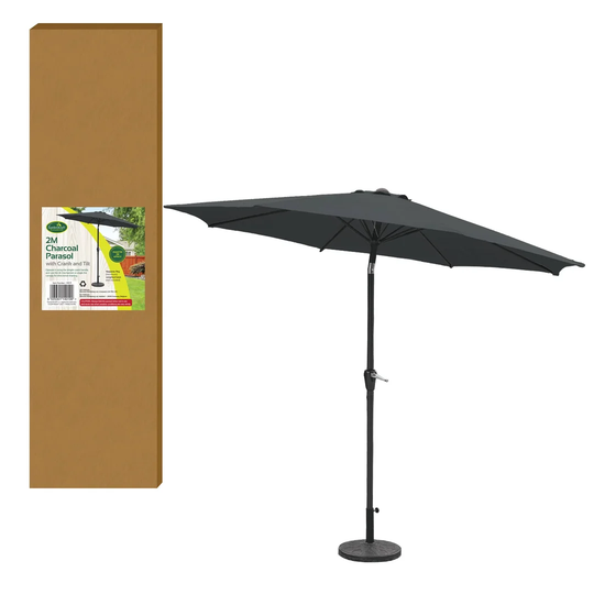 Annetha 2M Parasol Crank & Tilt 6 Ribs Dark Green