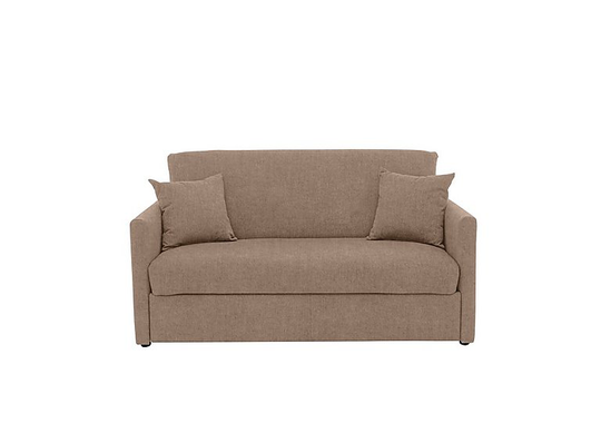 Versatile Small 2 Seater Fabric Sofa Bed with Slim Arms - Cream