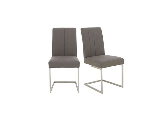 Grigio Pair of Faux Leather Dining Chairs - Grey