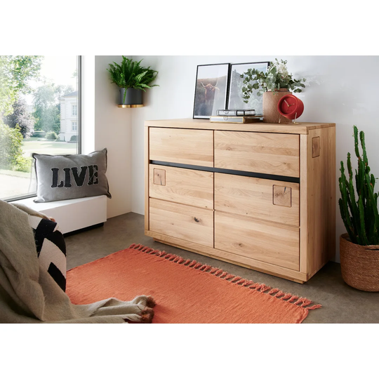 Phineas 120 Cm Wide 2 Drawer Oak Solid Wood Sideboard