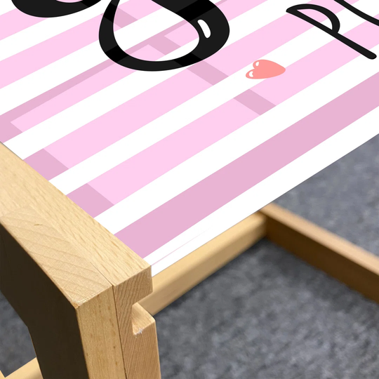 Lettering Coffee Table, Girl Power Striped Hearts Teen Motivation Feminism Strong Words, Acrylic Glass Center Table With Wooden Frame For Offices Dorm