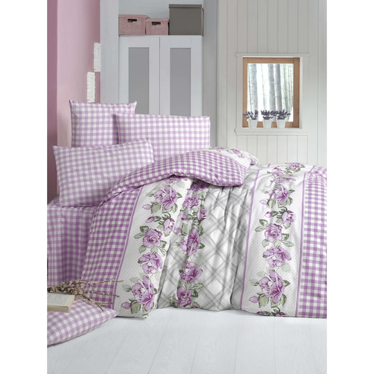 Kilpatrick Pink/White/Lilac/Green Cotton 145 TC Modern & Contemporary 3 Piece Duvet Cover Set