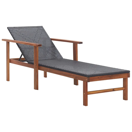 55Cm Long Reclining Acacia Single Sun Lounger