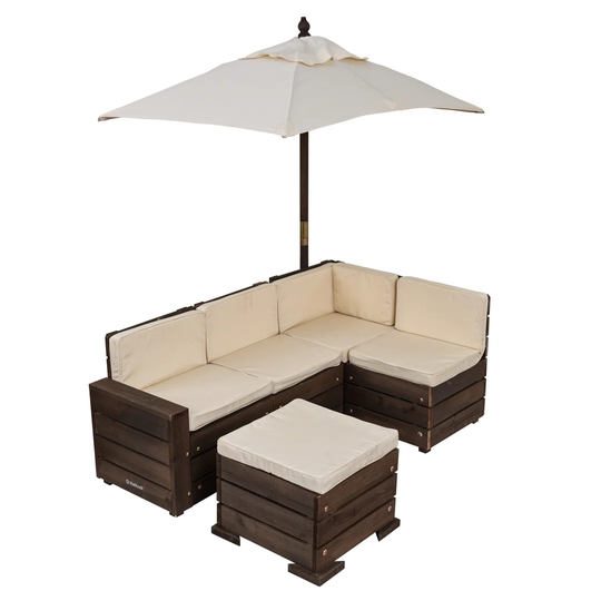 110.01" Wide Outdoor Right Hand Facing Garden Corner Sofa with Cushions